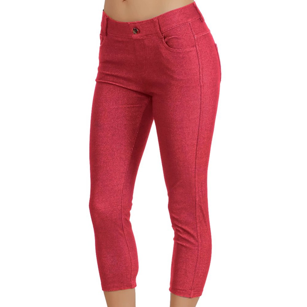 Jean Look Cotton Blend Jeggings Tights Slimming - Picture 1 of 3